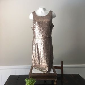 Sequin champagne gold sleeveless mini dress